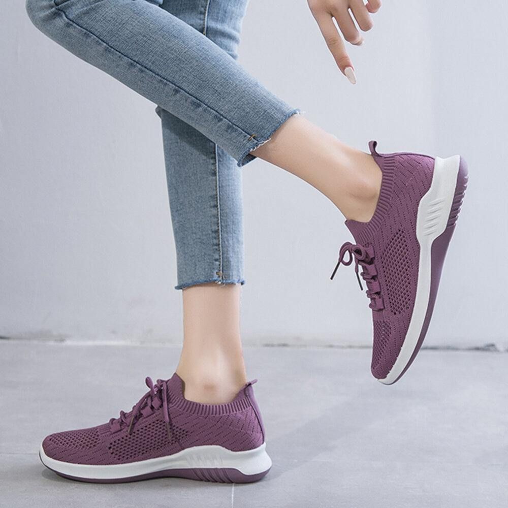 Dames Effen Kleur Ademend Lichtgewicht Casual Sneakers