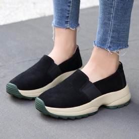 Dames Grote Maat Casual Faux Suede Slip On Chunky Sneakers