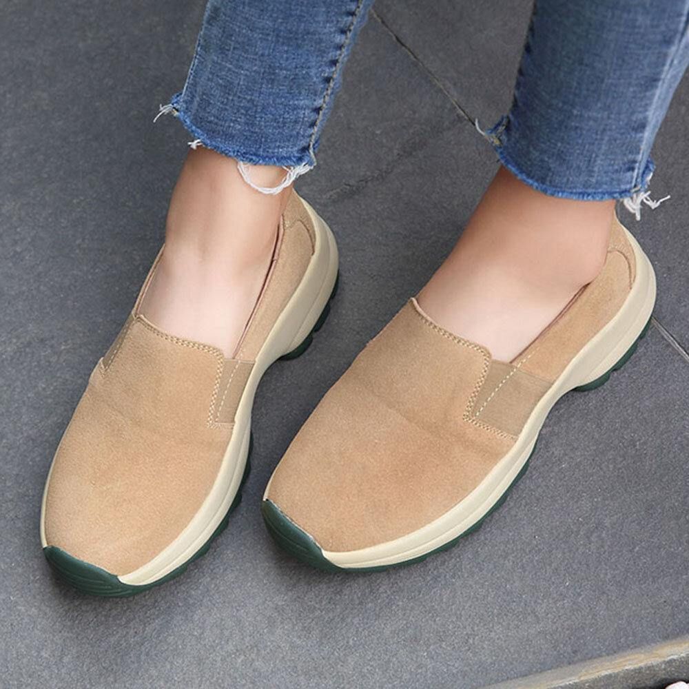 Dames Grote Maat Casual Faux Suede Slip On Chunky Sneakers