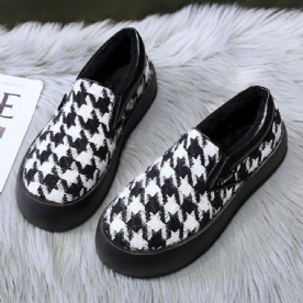 Dames Korte Houndstooth Elastische Band Warme Voering Wandelschoenen