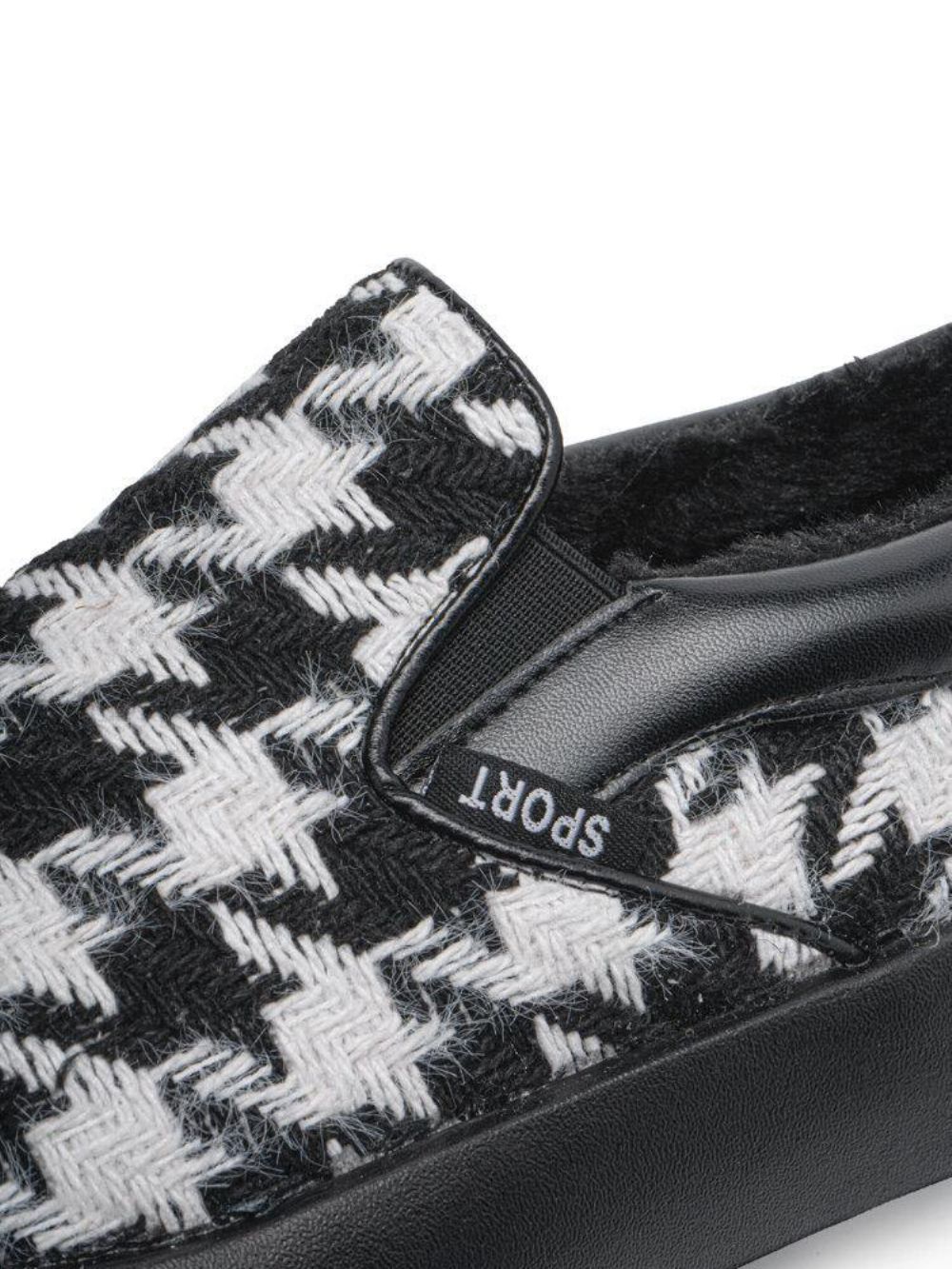 Dames Korte Houndstooth Elastische Band Warme Voering Wandelschoenen