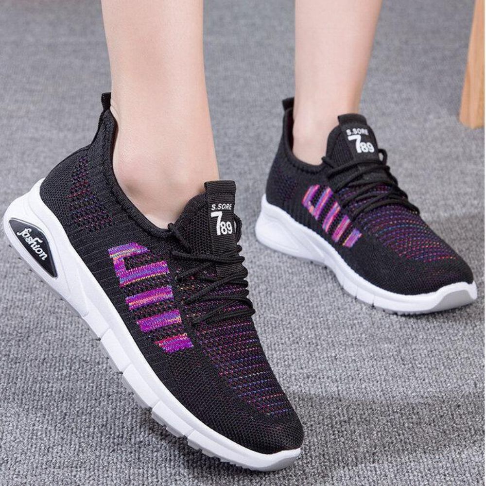 Dames Mesh Ademende Sneakers Patroon Lace Up Casual Schoenen