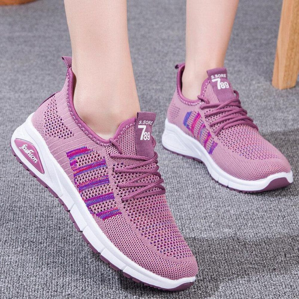 Dames Mesh Ademende Sneakers Patroon Lace Up Casual Schoenen