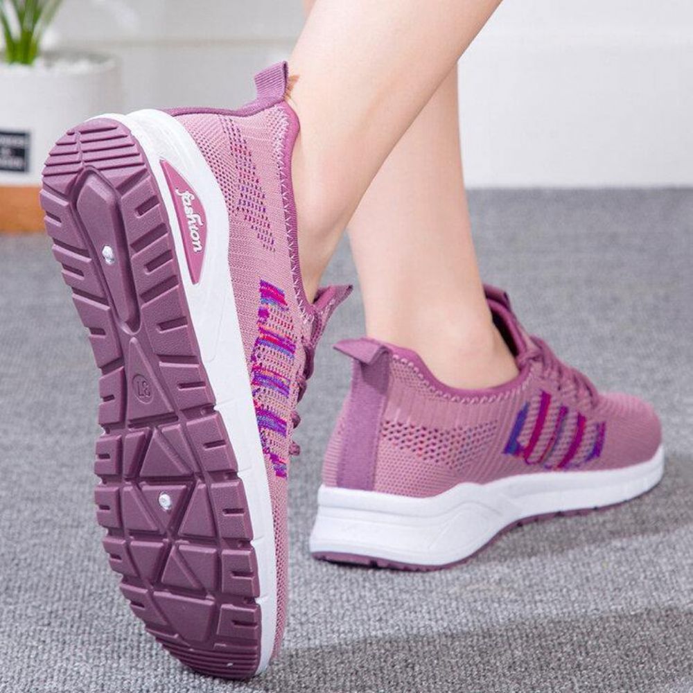 Dames Mesh Ademende Sneakers Patroon Lace Up Casual Schoenen