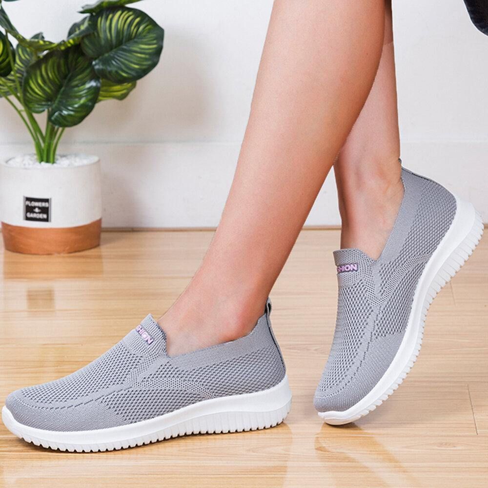 Dames Mesh Gesloten Teen Luie Slip Op Casual Wandelschoenen