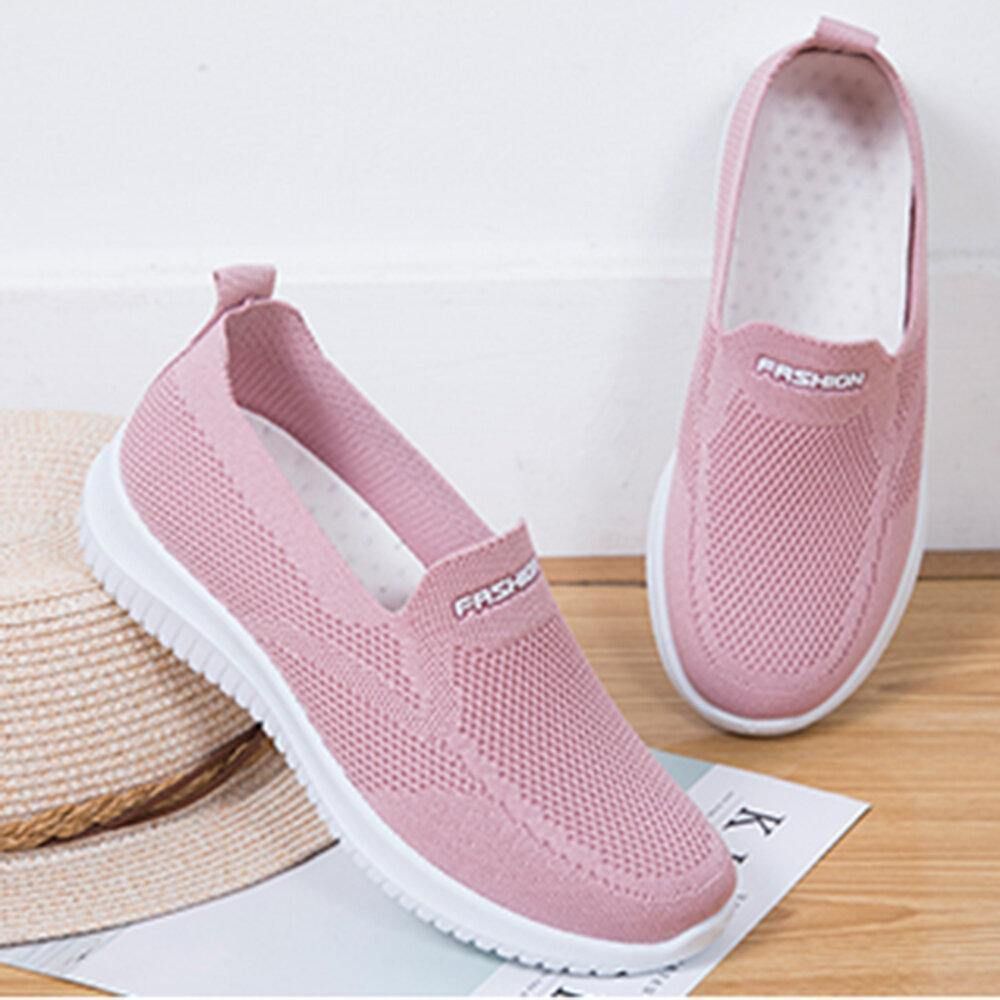 Dames Mesh Gesloten Teen Luie Slip Op Casual Wandelschoenen