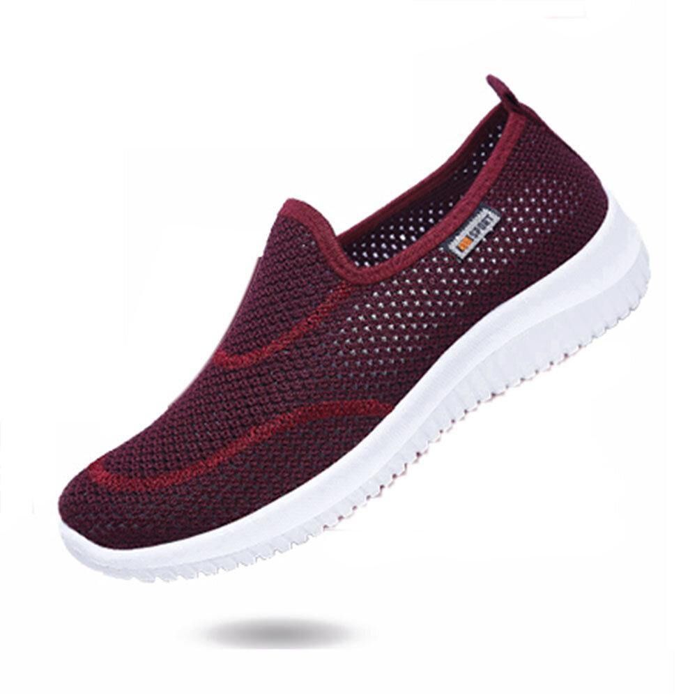 Dames Mesh Patroon Luie Slip Op Lichtgewicht Casual Schoenen