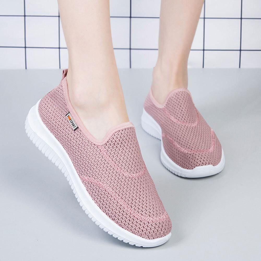 Dames Mesh Patroon Luie Slip Op Lichtgewicht Casual Schoenen