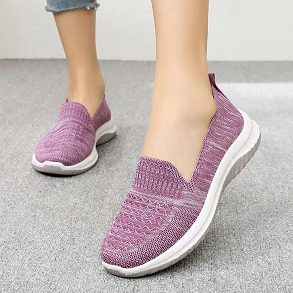 Dames Mesh Slip Op Sport Zachte Zool Casual Platte Schoenen