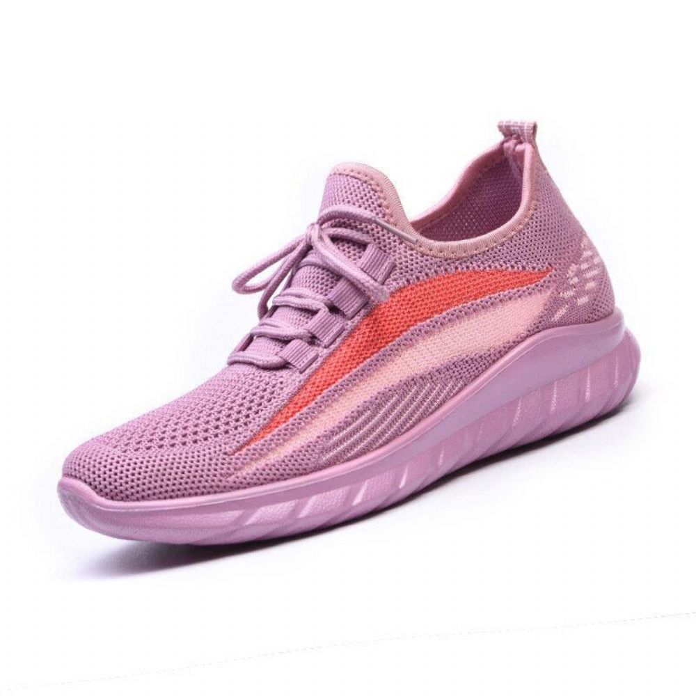 Dames Met Gebreide Streepdetail Ademende Antislip Casual Sneakers