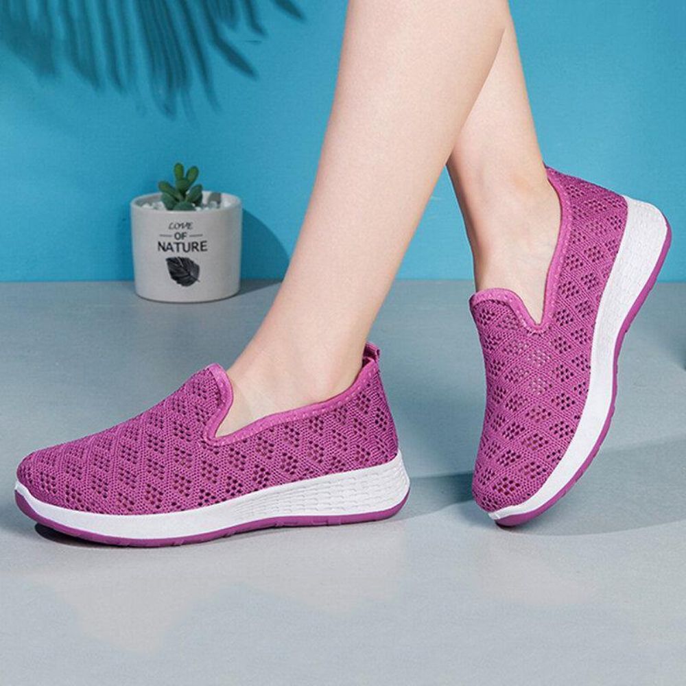 Dames Uitgehold Mesh Luie Slip-On Wandelschoenen