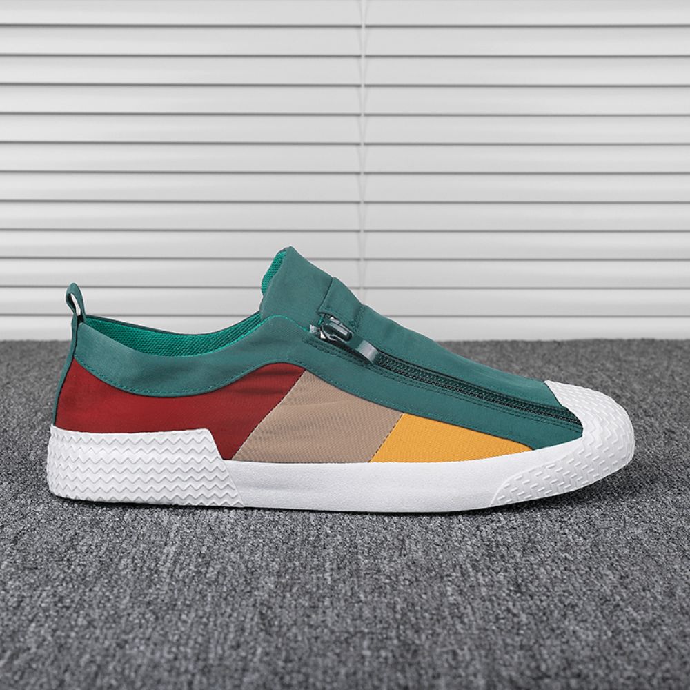 Heren Colorblock Comfortabele Ademende Casual Canvas Sneakers Met Rits