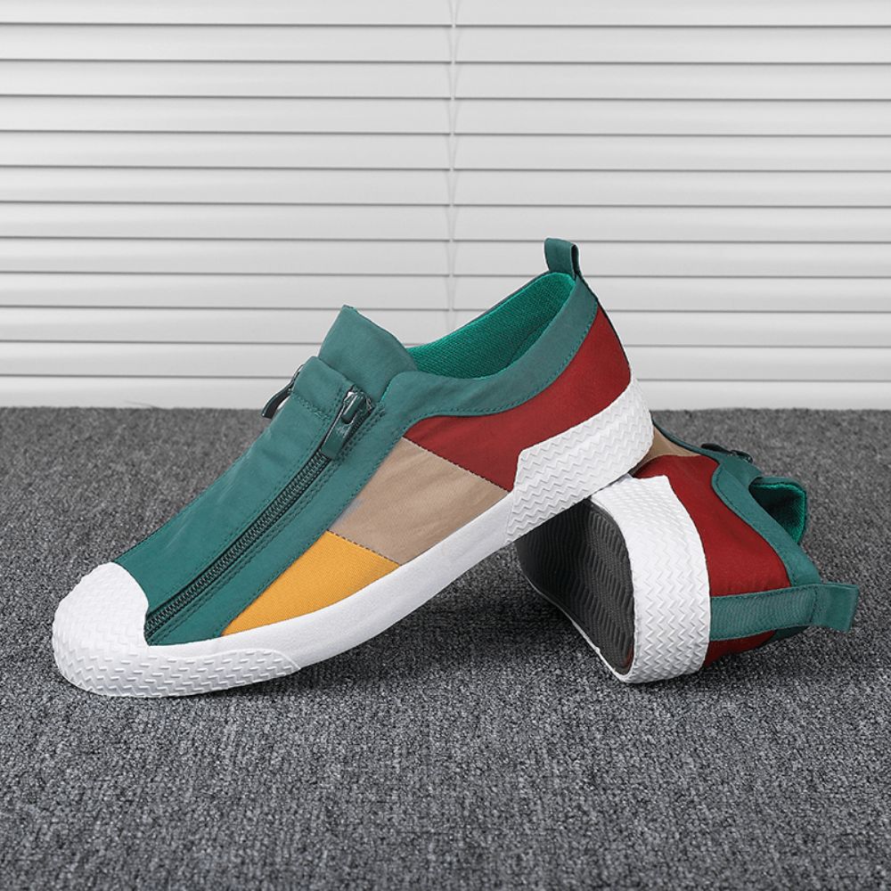 Heren Colorblock Comfortabele Ademende Casual Canvas Sneakers Met Rits