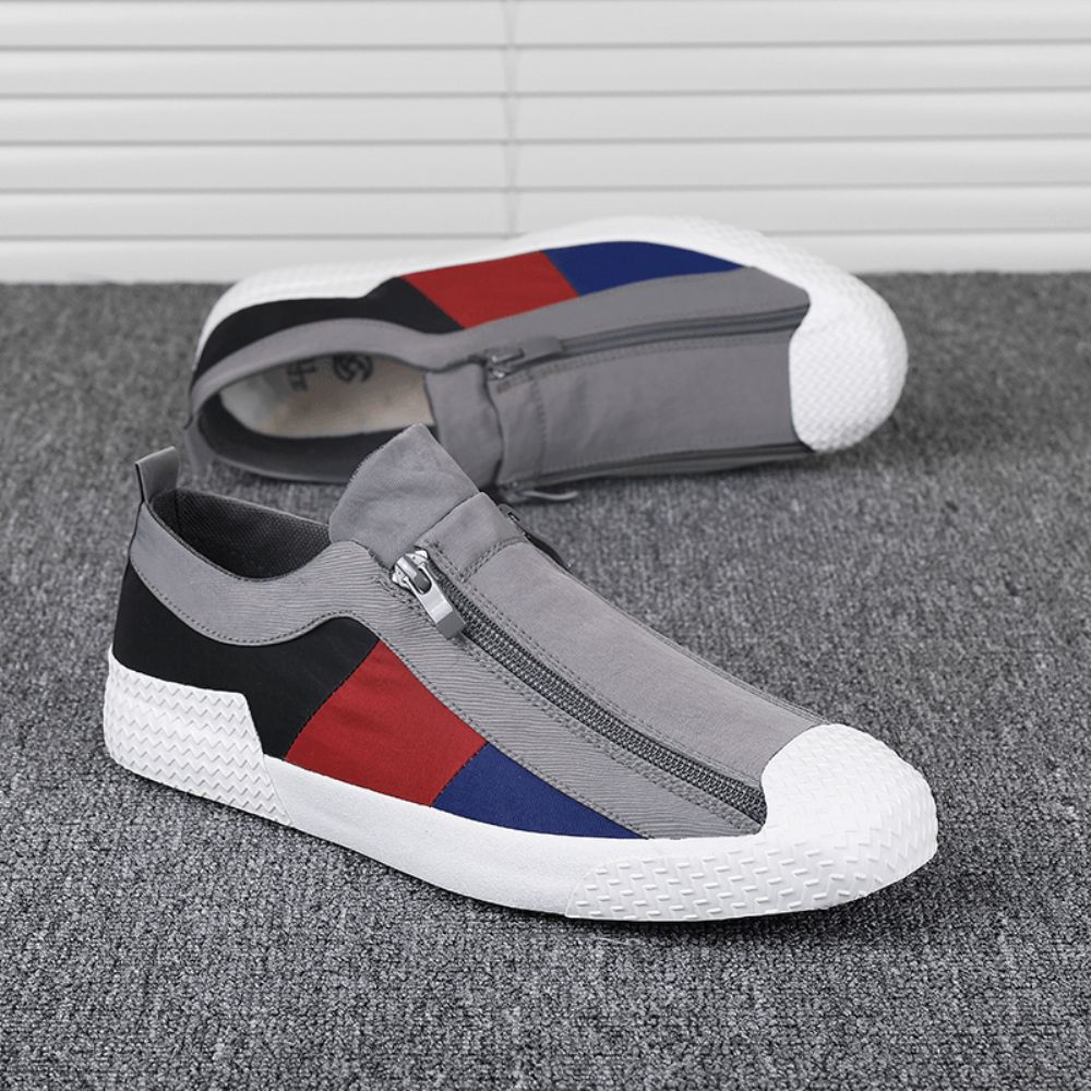 Heren Colorblock Comfortabele Ademende Casual Canvas Sneakers Met Rits