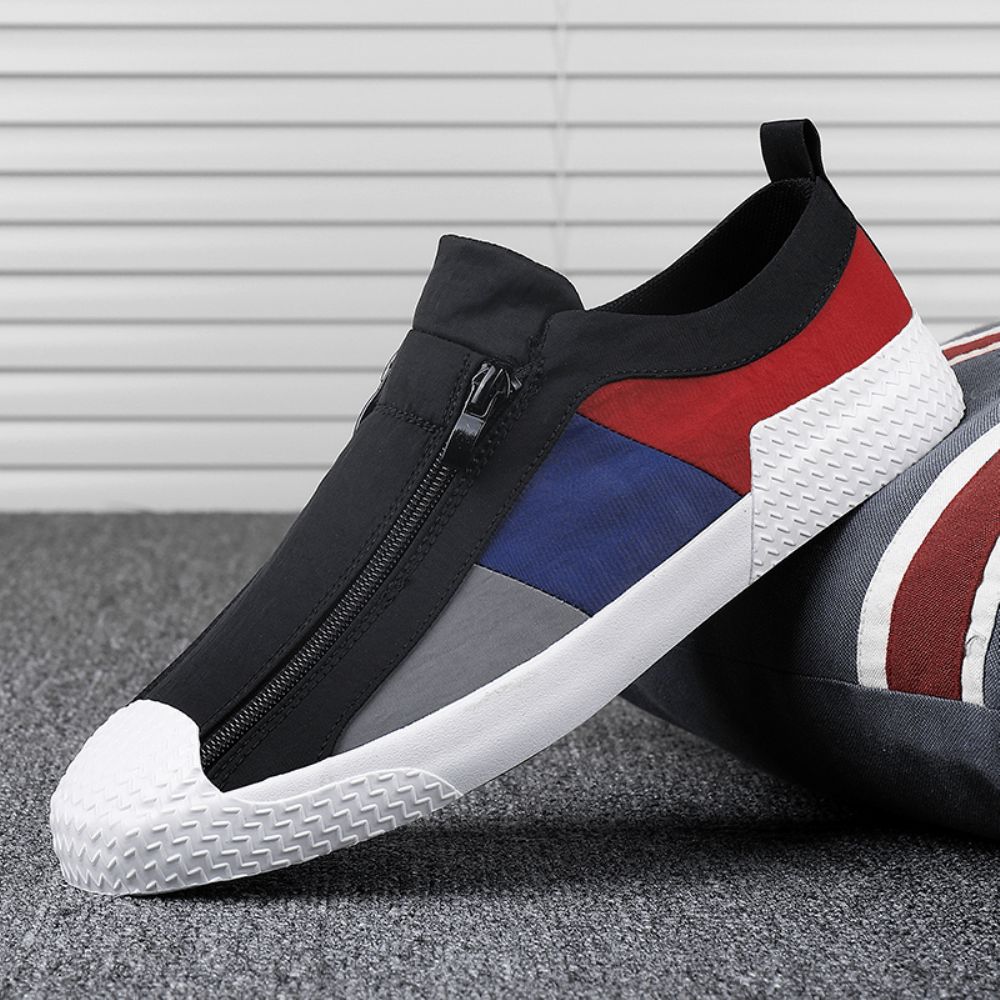 Heren Colorblock Comfortabele Ademende Casual Canvas Sneakers Met Rits