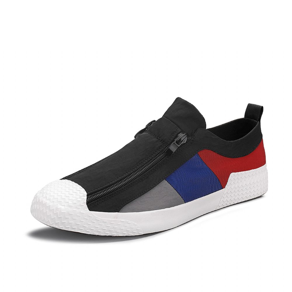 Heren Colorblock Comfortabele Ademende Casual Canvas Sneakers Met Rits