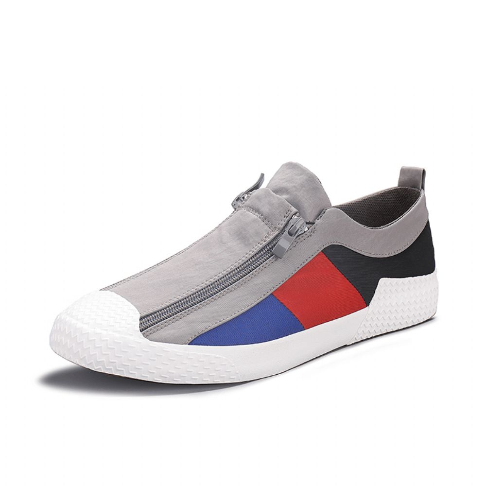 Heren Colorblock Comfortabele Ademende Casual Canvas Sneakers Met Rits