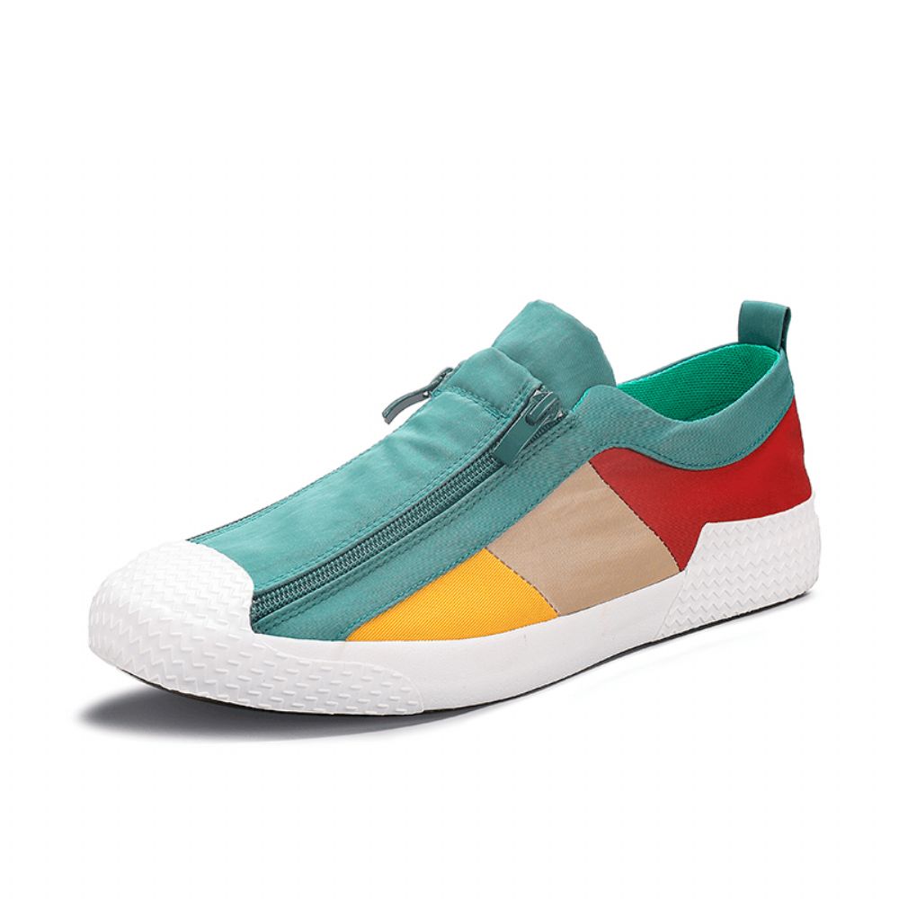 Heren Colorblock Comfortabele Ademende Casual Canvas Sneakers Met Rits