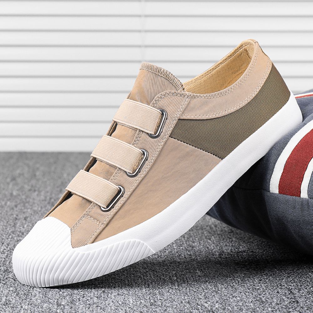 Heren Colorblock Comfortabele Ademende Elastische Band Instapper Casual Dagelijkse Canvas Sneakers