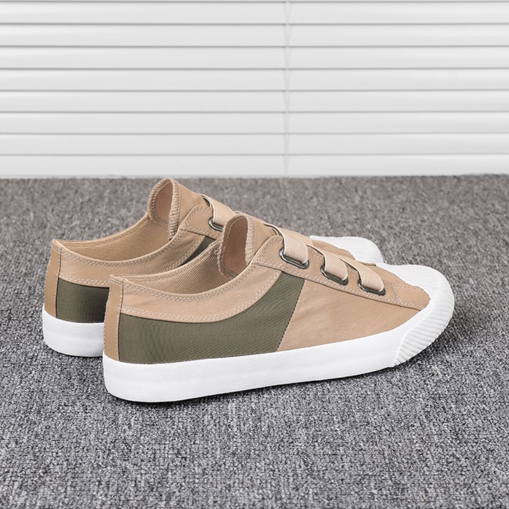 Heren Colorblock Comfortabele Ademende Elastische Band Instapper Casual Dagelijkse Canvas Sneakers