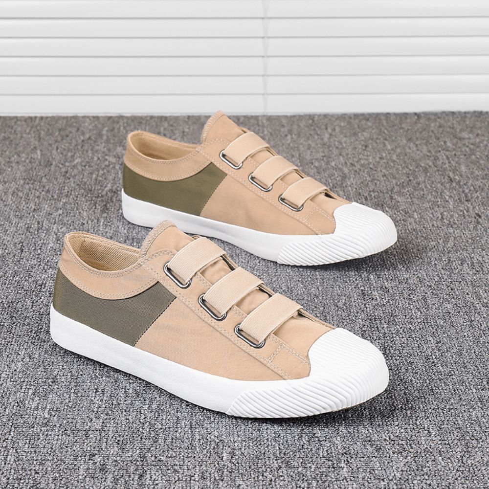 Heren Colorblock Comfortabele Ademende Elastische Band Instapper Casual Dagelijkse Canvas Sneakers