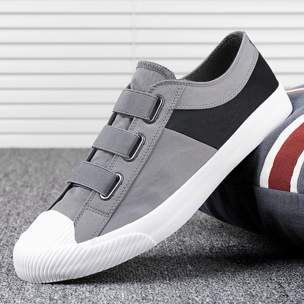 Heren Colorblock Comfortabele Ademende Elastische Band Instapper Casual Dagelijkse Canvas Sneakers