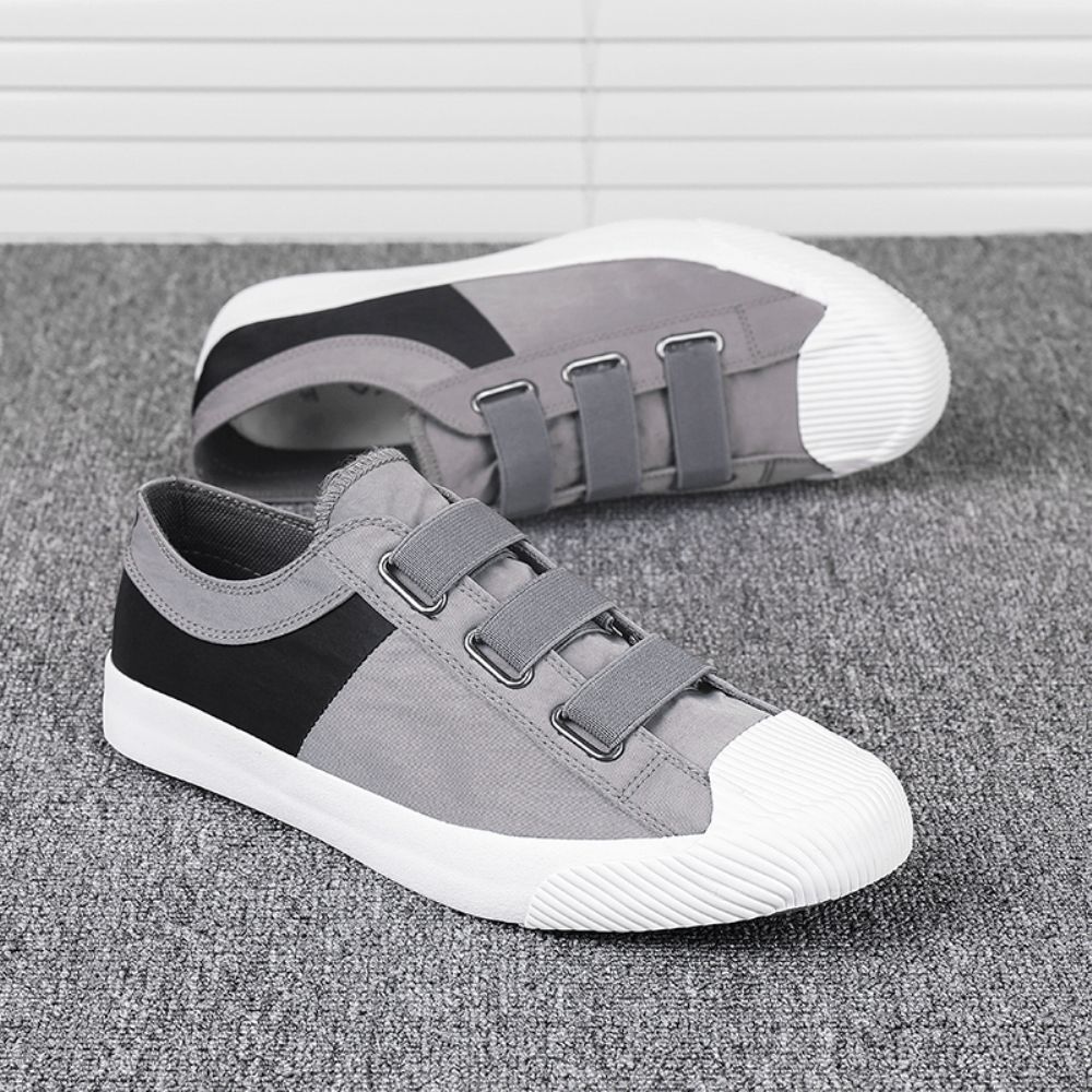 Heren Colorblock Comfortabele Ademende Elastische Band Instapper Casual Dagelijkse Canvas Sneakers