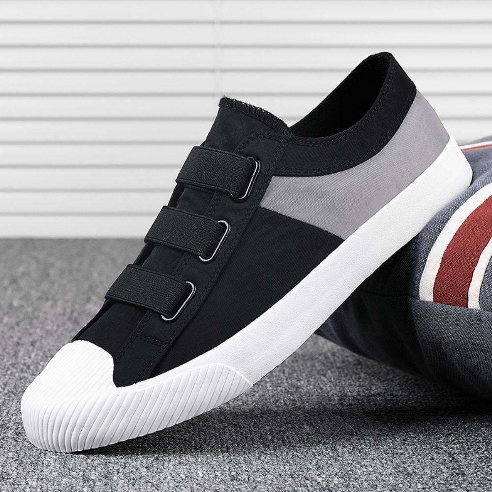 Heren Colorblock Comfortabele Ademende Elastische Band Instapper Casual Dagelijkse Canvas Sneakers