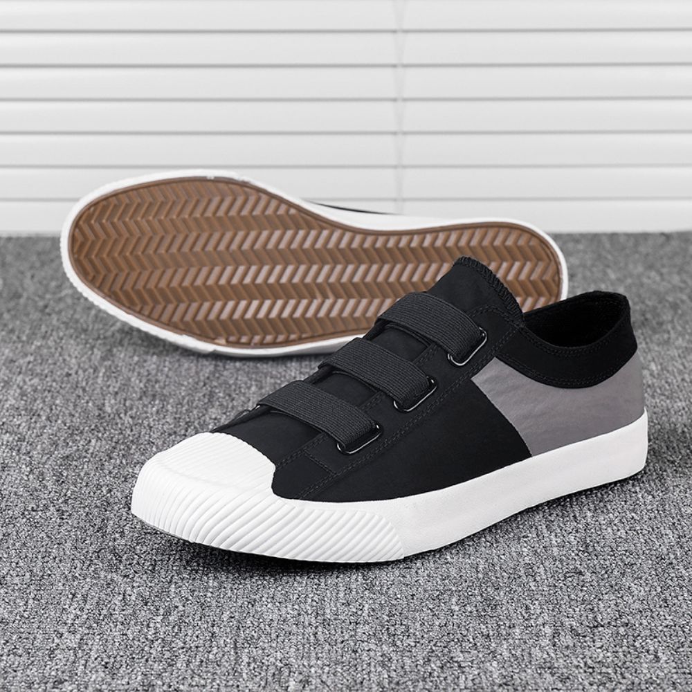 Heren Colorblock Comfortabele Ademende Elastische Band Instapper Casual Dagelijkse Canvas Sneakers