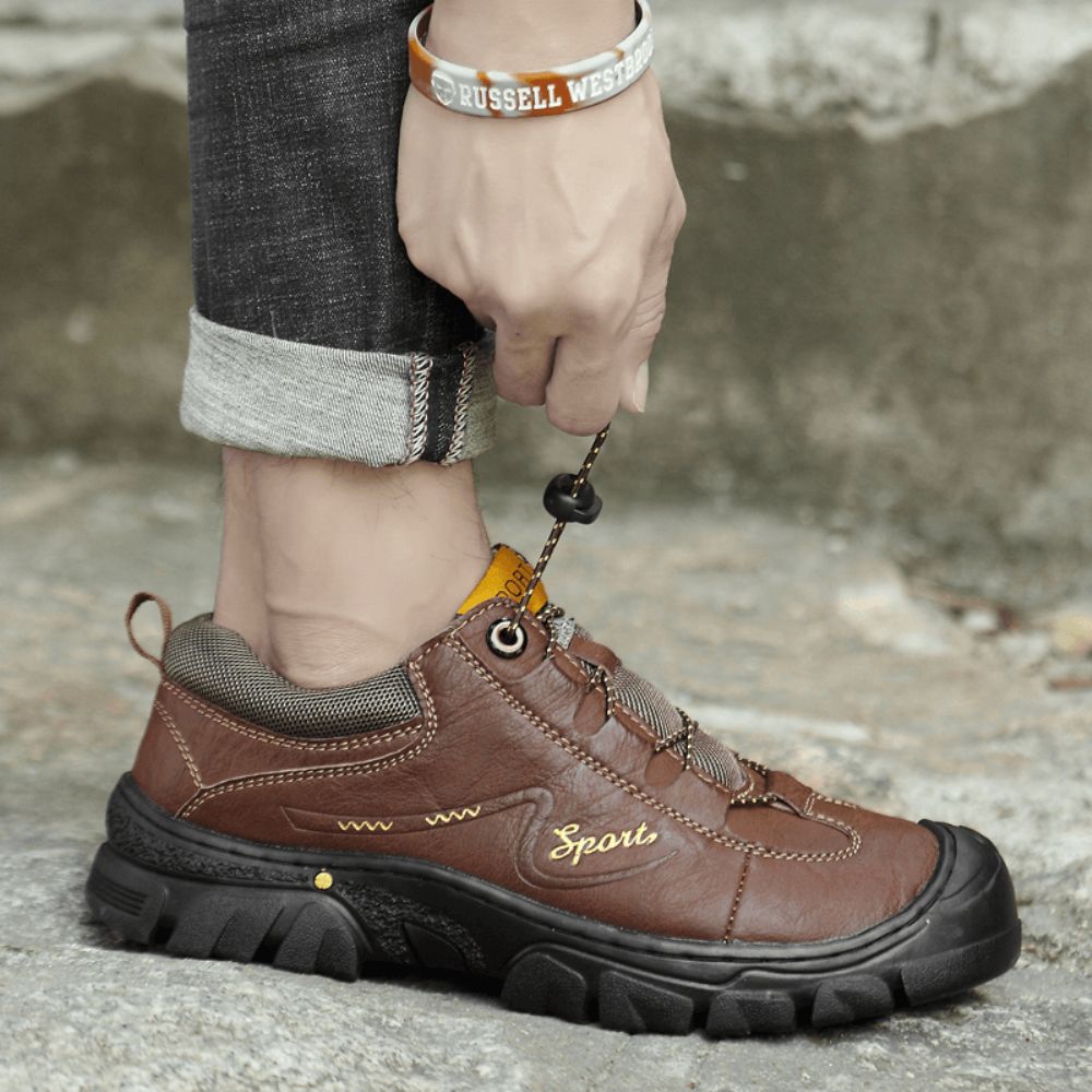 Heren Echt Leer Antislip Elastisch Kant Casual Outdoor Wandelschoenen