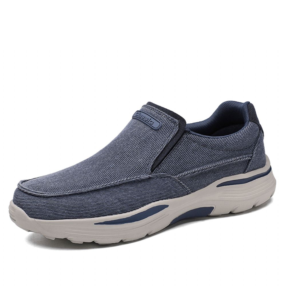 Heren Sport Lichtgewicht Platform Comfortabele Slip Op Casual Denim Sneakers