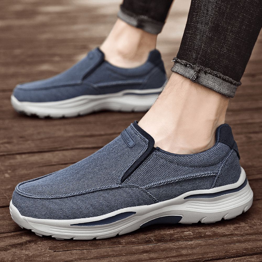 Heren Sport Lichtgewicht Platform Comfortabele Slip Op Casual Denim Sneakers