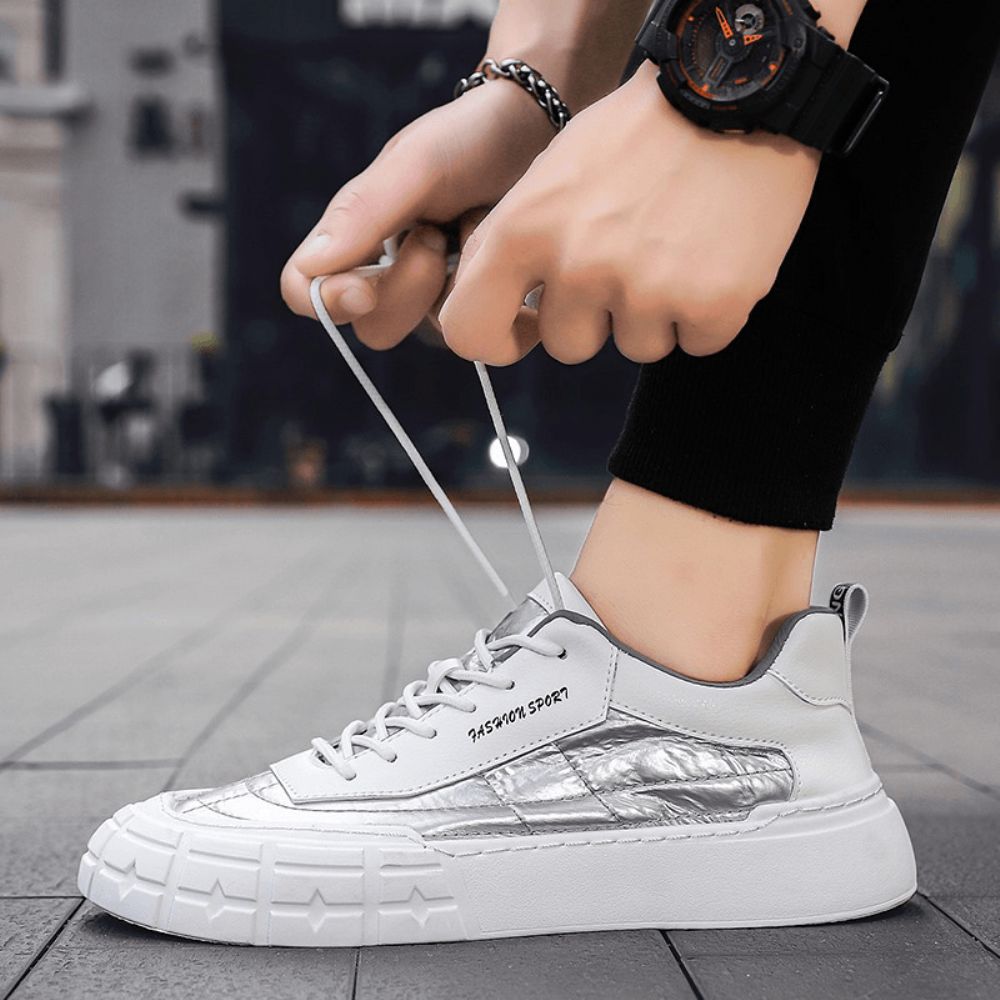 Heren Stijlvolle Donzen Stoffen Splitsing Comfortabele Ronde Teen Warme Casual Court-Sneakers