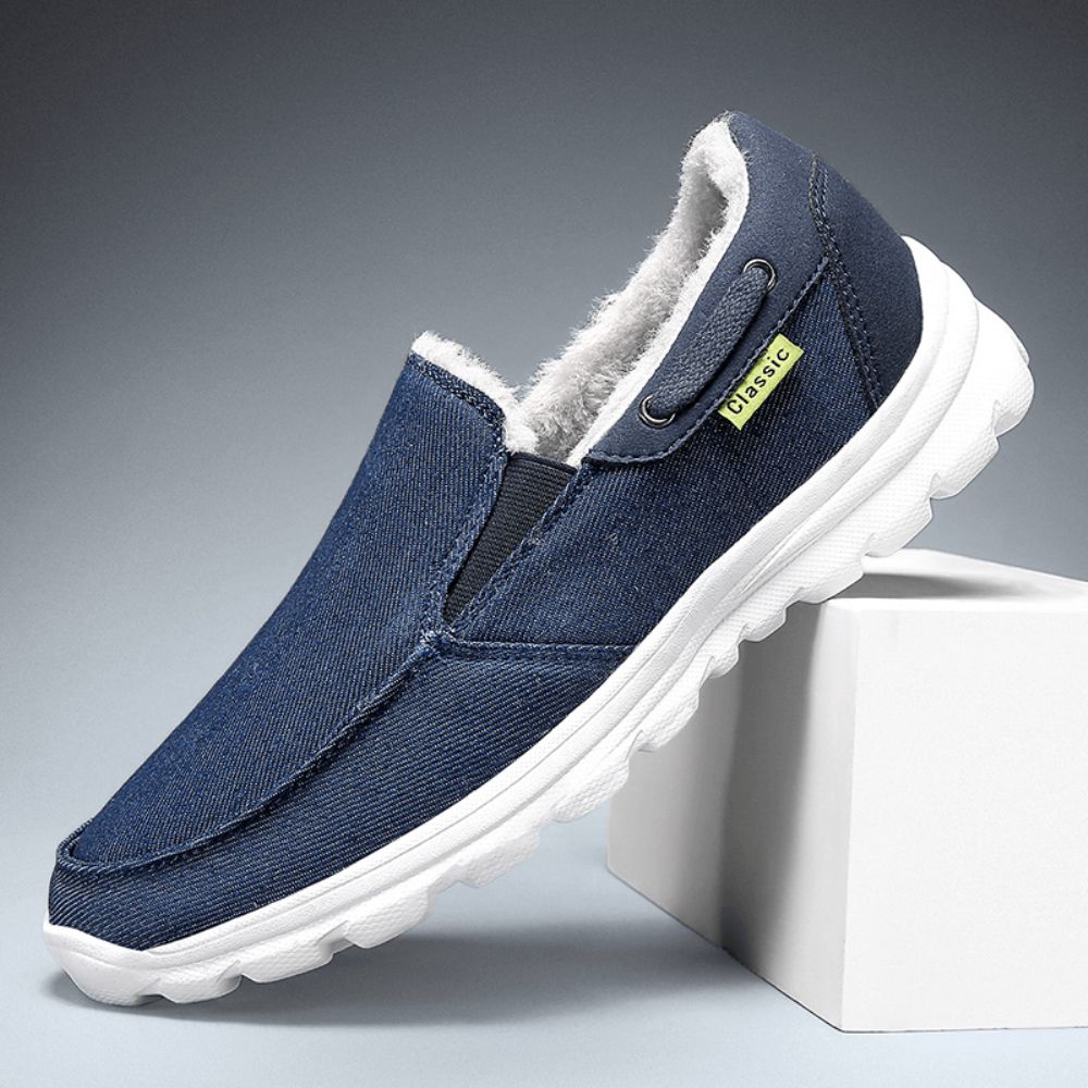 Heren Stiksels Doek Warme Comfortabele Elastische Slip-On Sport Casual Platte Schoenen