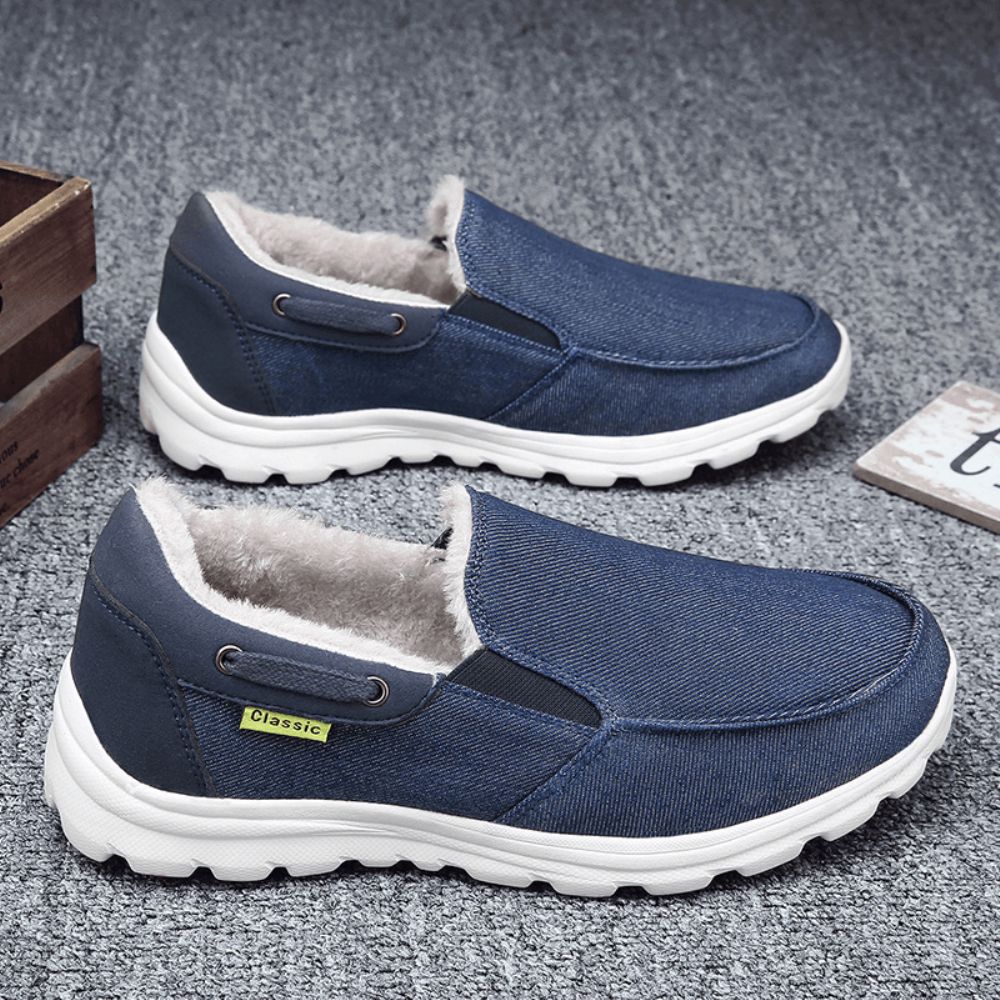 Heren Stiksels Doek Warme Comfortabele Elastische Slip-On Sport Casual Platte Schoenen