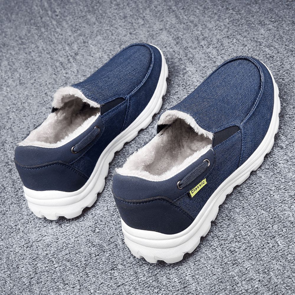 Heren Stiksels Doek Warme Comfortabele Elastische Slip-On Sport Casual Platte Schoenen