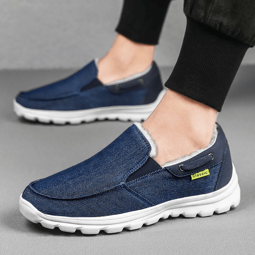 Heren Stiksels Doek Warme Comfortabele Elastische Slip-On Sport Casual Platte Schoenen