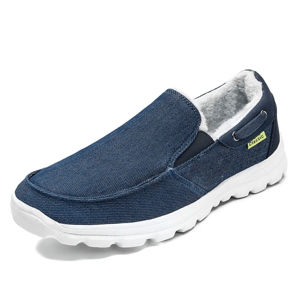 Heren Stiksels Doek Warme Comfortabele Elastische Slip-On Sport Casual Platte Schoenen