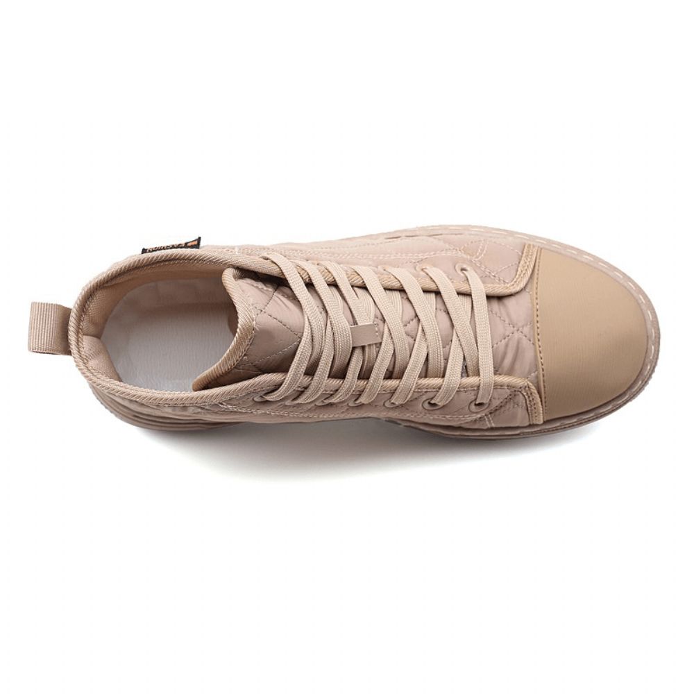 Heren Stiksels Geruite Doek Comfortabele Slipvaste Hoge Sneakers Met Veters