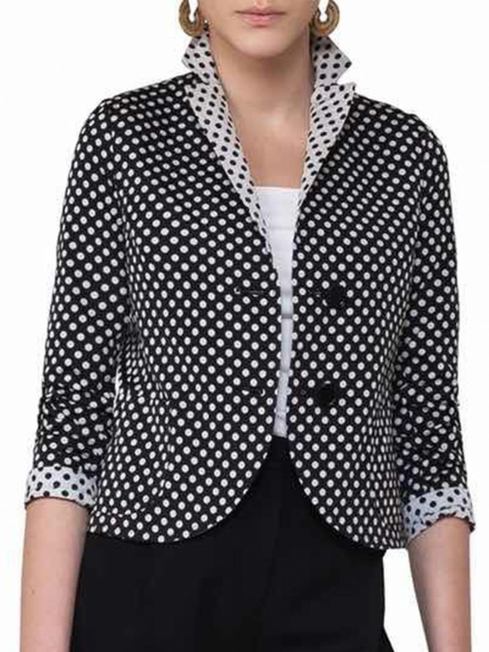 Blazer Met Polkadots Revers 3 4 Mouwen In Kleurblok