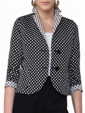 Blazer Met Polkadots Revers 3 4 Mouwen In Kleurblok