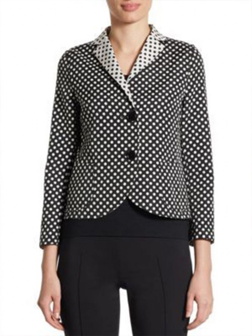 Blazer Met Polkadots Revers 3 4 Mouwen In Kleurblok