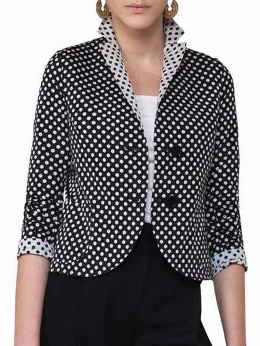 Blazer Met Polkadots Revers 3 4 Mouwen In Kleurblok