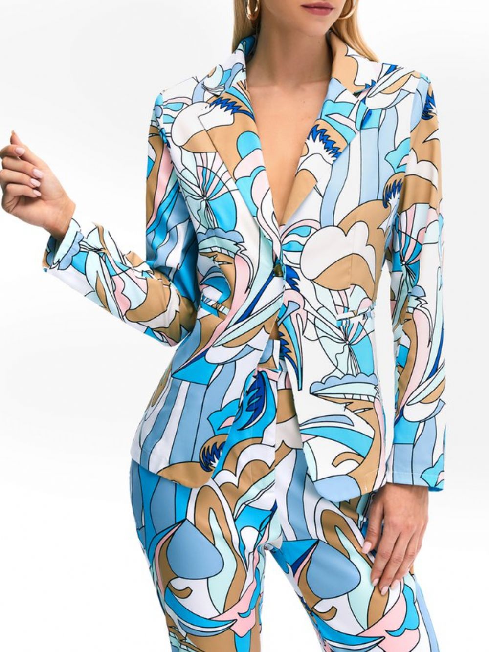 Elegante Blazer Met Abstracte Print