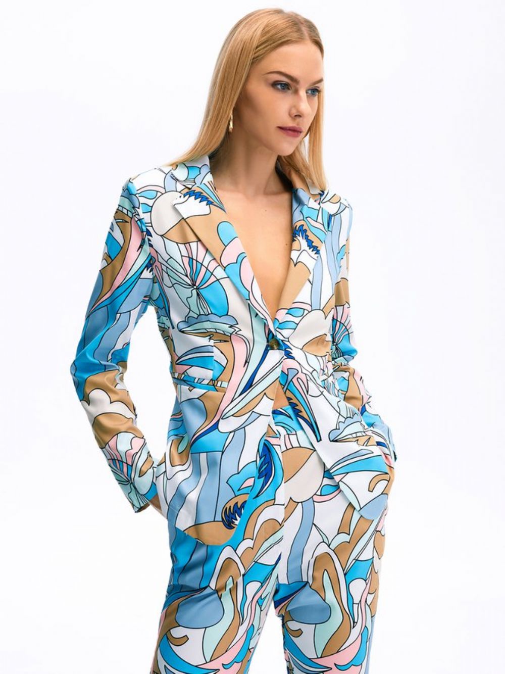 Elegante Blazer Met Abstracte Print