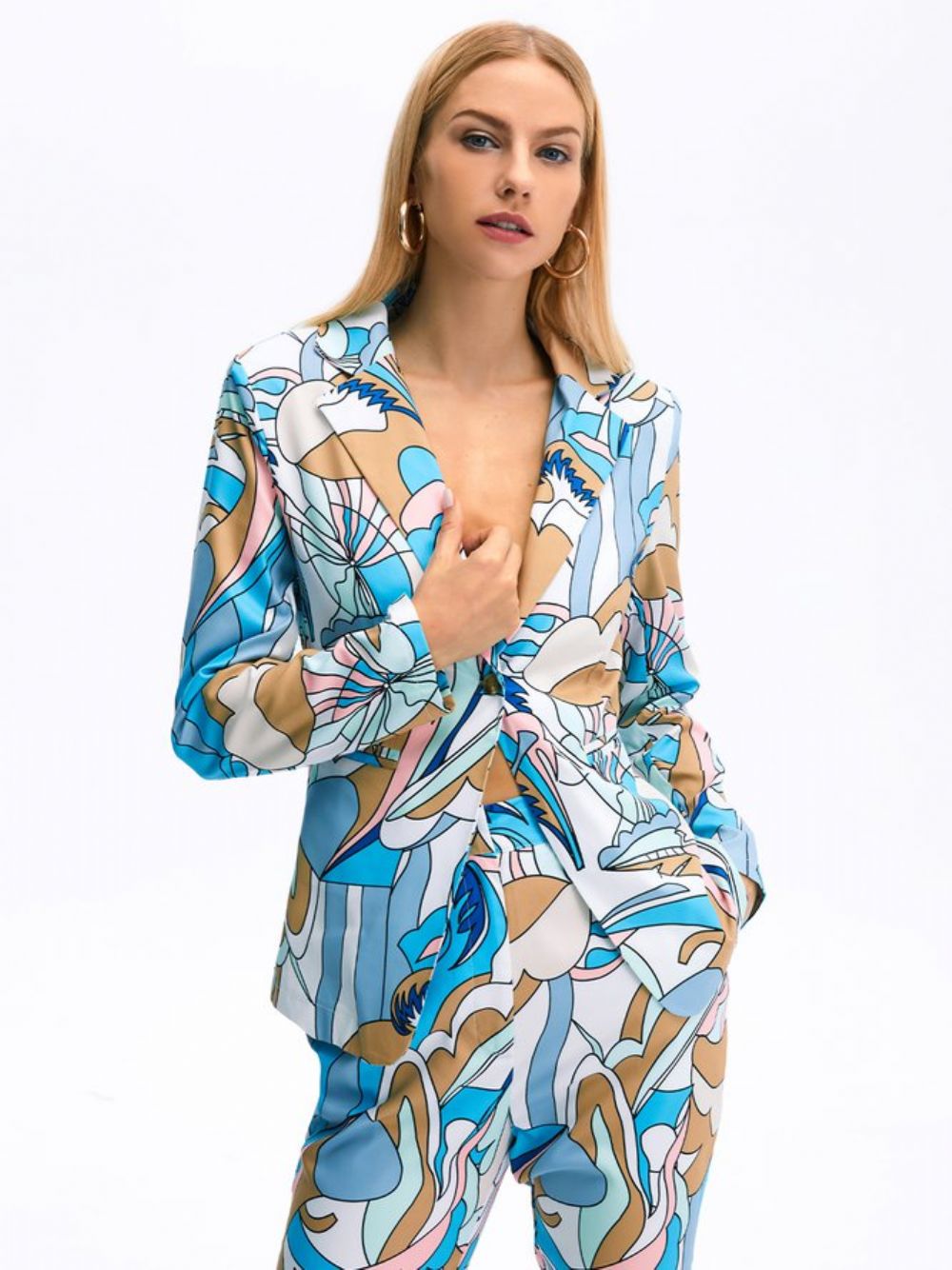 Elegante Blazer Met Abstracte Print