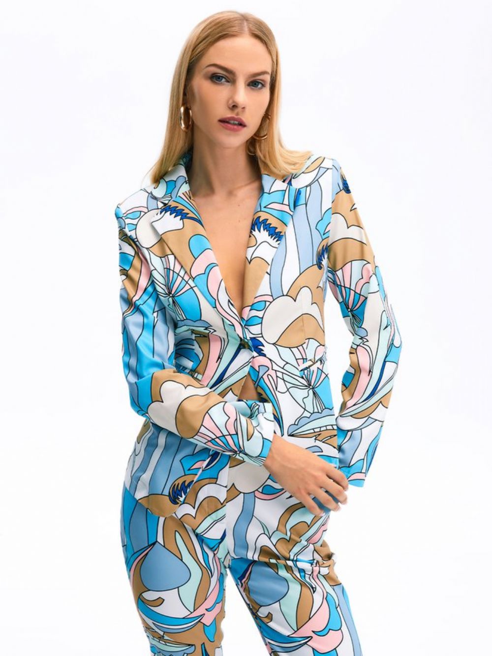 Elegante Blazer Met Abstracte Print