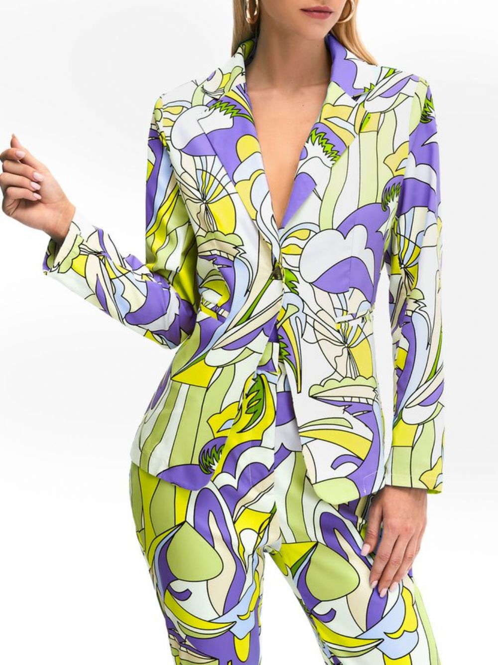 Elegante Blazer Met Abstracte Print