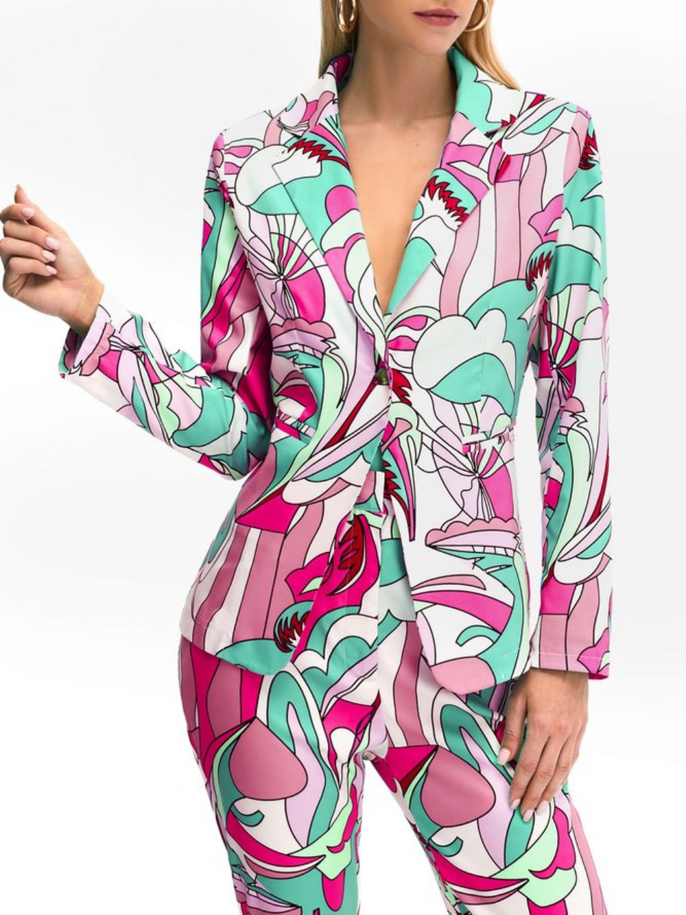 Elegante Blazer Met Abstracte Print