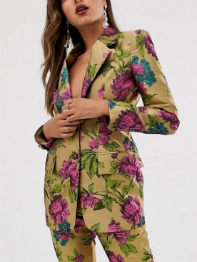 Elegante Blazer Met Sjaalkraag Bloemenmodel